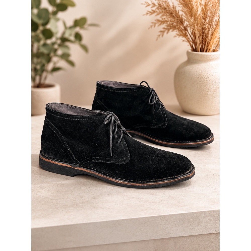 JOHN VARVATOS STAR USA Black Suede Chukka Desert Boots Size 10M Lace Up F2241B3B